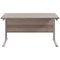 Jemini 1400mm Rectangular Desk, Silver Double Cantilever Leg, Grey Oak