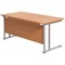 Jemini 1600mm Rectangular Desk, Silver Double Cantilever Leg, Beech