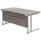 Jemini 1600mm Rectangular Desk, Silver Double Cantilever Leg, Grey Oak