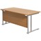 Jemini 1600mm Rectangular Desk, Silver Double Cantilever Leg, Oak