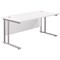 Jemini 1600mm Rectangular Desk, Silver Double Cantilever Leg, White