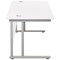 Jemini 1600mm Rectangular Desk, Silver Double Cantilever Leg, White