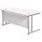 Jemini 1600mm Rectangular Desk, Silver Double Cantilever Leg, White