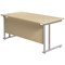 Jemini 1600mm Rectangular Desk, Silver Double Cantilever Leg, Maple