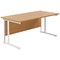 Jemini 1600mm Rectangular Desk, White Cantilever Leg, Oak