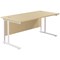 Jemini 1600mm Rectangular Desk, White Cantilever Leg, Maple