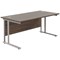 Jemini 1800mm Rectangular Desk, Silver Double Cantilever Leg, Walnut