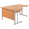 Jemini 1600mm Corner Desk, Left Hand, Silver Double Cantilever Legs, Beech