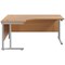 Jemini 1600mm Corner Desk, Left Hand, Silver Double Cantilever Legs, Oak