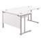 Jemini 1600mm Corner Desk, Left Hand, Silver Cantilever Legs, White