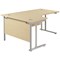 Jemini 1600mm Corner Desk, Left Hand, Silver Double Cantilever Legs, Maple