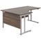 Jemini 1600mm Corner Desk, Left Hand, Silver Double Cantilever Legs, Walnut