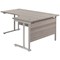 Jemini 1600mm Corner Desk, Right Hand, Silver Double Cantilever Legs, Grey Oak