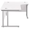 Jemini 1600mm Corner Desk, Right Hand, Silver Double Cantilever Legs, White