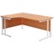 Jemini 1600mm Corner Desk, Left Hand, White Double Cantilever Legs, Beech