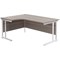 Jemini 1600mm Corner Desk, Left Hand, White Double Cantilever Legs, Grey Oak