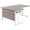 Jemini 1600mm Corner Desk, Left Hand, White Double Cantilever Legs, Grey Oak