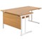 Jemini 1600mm Corner Desk, Left Hand, White Double Cantilever Legs, Oak