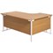 Jemini 1600mm Corner Desk, Left Hand, White Double Cantilever Legs, Oak