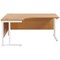 Jemini 1600mm Corner Desk, Left Hand, White Double Cantilever Legs, Oak