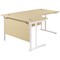 Jemini 1600mm Corner Desk, Left Hand, White Double Cantilever Legs, Maple