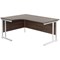 Jemini 1600mm Corner Desk, Left Hand, White Double Cantilever Legs, Walnut