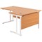 Jemini 1600mm Corner Desk, Right Hand, White Double Cantilever Legs, Beech