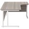 Jemini 1600mm Corner Desk, Right Hand, White Double Cantilever Legs, Grey Oak