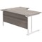 Jemini 1600mm Corner Desk, Right Hand, White Double Cantilever Legs, Grey Oak