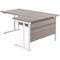 Jemini 1600mm Corner Desk, Right Hand, White Double Cantilever Legs, Grey Oak