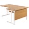 Jemini 1600mm Corner Desk, Right Hand, White Double Cantilever Legs, Oak