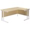 Jemini 1600mm Corner Desk, Right Hand, White Double Cantilever Legs, Maple