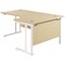 Jemini 1600mm Corner Desk, Right Hand, White Double Cantilever Legs, Maple