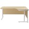 Jemini 1600mm Corner Desk, Right Hand, White Double Cantilever Legs, Maple