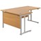 Jemini 1800mm Corner Desk, Left Hand, Silver Double Cantilever Legs, Oak