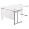 Jemini 1800mm Corner Desk, Left Hand, Silver Double Cantilever Legs, White