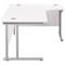 Jemini 1800mm Corner Desk, Right Hand, Silver Double Cantilever Legs, White