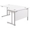 Jemini 1800mm Corner Desk, Right Hand, Silver Double Cantilever Legs, White