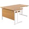 Jemini 1800mm Corner Desk, Left Hand, White Double Cantilever Legs, Oak