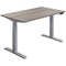 Jemini Sit-Stand Desk, Silver Leg, 1200mm, Grey Oak Top