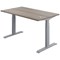 Jemini Sit-Stand Desk, Silver Leg, 1200mm, Grey Oak Top