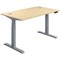 Jemini Sit-Stand Desk, Silver Leg, 1200mm, Maple Top