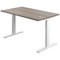 Jemini Sit-Stand Desk, White Leg, 1200mm, Grey Oak Top