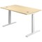 Jemini Sit-Stand Desk, White Leg, 1200mm, Maple Top