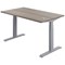 Jemini Sit-Stand Desk, Silver Leg, 1400mm, Grey Oak Top