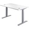 Jemini Sit-Stand Desk, Silver Leg, 1400mm, White Top