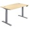 Jemini Sit-Stand Desk, Silver Leg, 1600mm, Maple Top