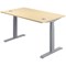 Jemini Sit-Stand Desk, Silver Leg, 1600mm, Maple Top