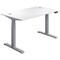 Jemini Sit-Stand Desk, Silver Leg, 1600mm, White Top