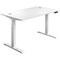 Jemini Sit-Stand Desk, White Leg, 1600mm, White Top